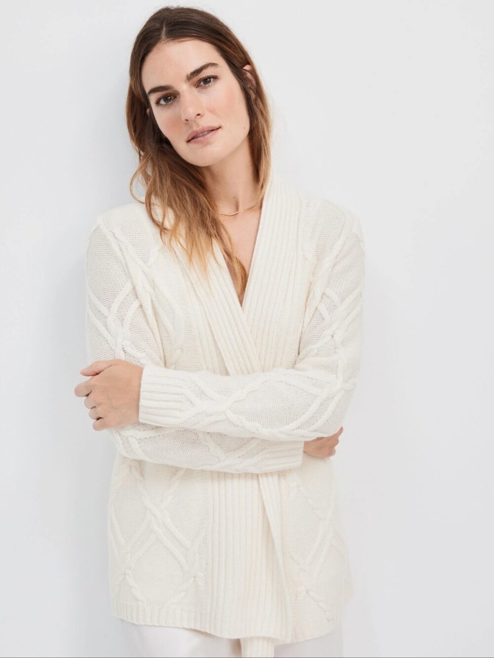 100% Cashmere Diamond Cable Knit Cardigan from Haven well within, Size M